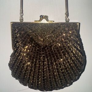 Brown Crossbody Bag with Art Deco Shell Design